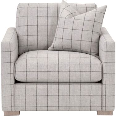 Clara Slim Arm Sofa Chair In Cement and Natural Gray