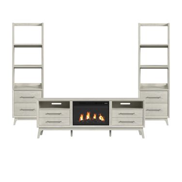 Clare 4 Piece Entertainment Unit with 71 Inch TV Console In Almond