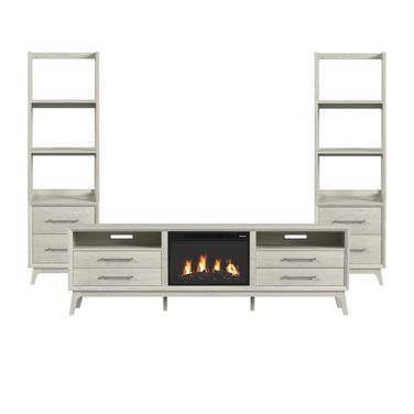 Clare 4 Piece Entertainment Unit with 82 Inch TV Console In Almond