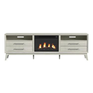 Clare 82 Inch TV Console with Fireplace Insert In Almond