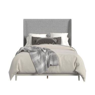 Clare Full Upholstered Bed with Fabric In Grey and Almond