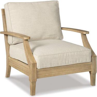 Clare View Beige Outdoor Lounge Chair With Cushion