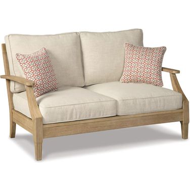Clare View Beige Outdoor Loveseat with Cushion