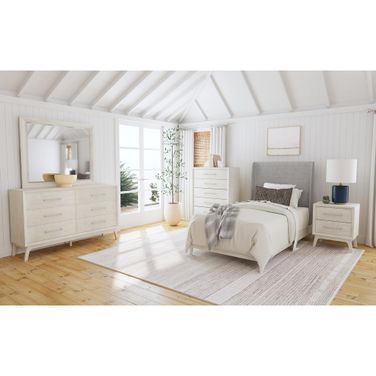 Clare Youth Upholstered Bedroom Set In Grey and Almond