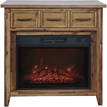 Claremont 32 Inch Electric Fireplace Wire Brushed Console TV Stand In Wire Brush Brown