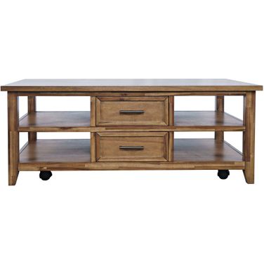 Claremont 48 Inch Coffee Table with Wheels In Brown