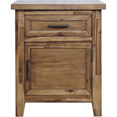 Claremont Wood Accent End Table with Storage In Wire Brush Brown