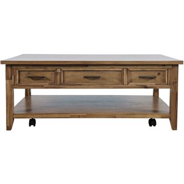 Claremont Lift-Top Coffee Table with Wheels In Wire Brush Brown