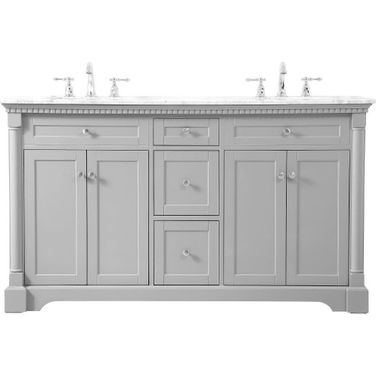 Clarence 60 Inch Double Bathroom Vanity In Grey