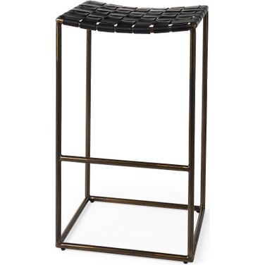 Clarissa Black Woven Leather Seat With Dark Nickel Frame Bar Stool