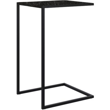 Clark C End Table In Black Marbled Melamine With Black Painted Metal Frame