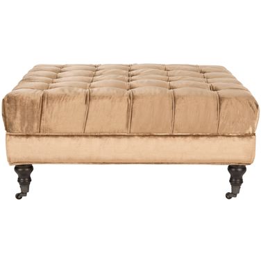 Clark Gold, Olive and Espresso Cocktail Tufted Ottoman