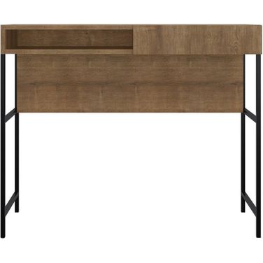 Clark Office Desk In Walnut Melamine With Black Painted Metal Frame