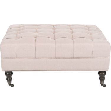 Clark Taupe and Espresso Cocktail Tufted Ottoman