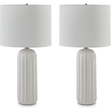 Clarkland White Ceramic Table Lamp Set of 2