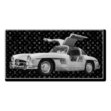 Classic Luxury Automobile Art Wall Art In Silver and Black