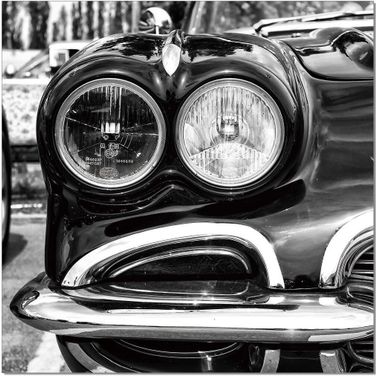 Black and White Classic Headlights Wall Art