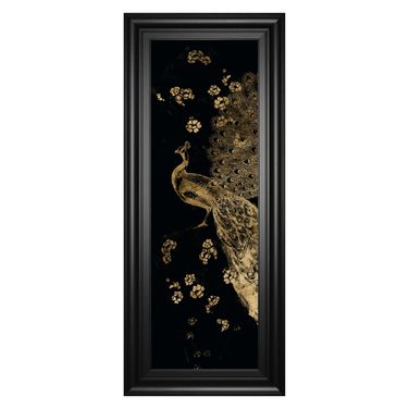 Classy Art GiIded Peacock Elegance Wall Art In Black and Gold