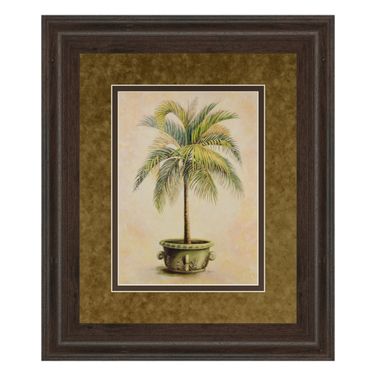Classy Art Potted Palm Wall Art - Double Mat In Multi