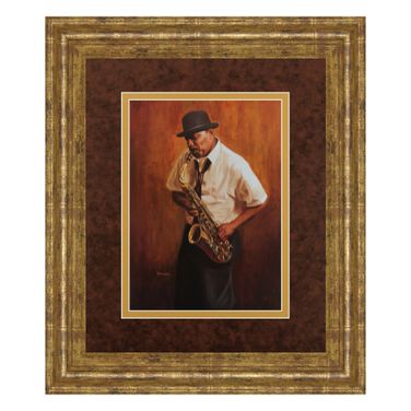 Classy Art Saxophone Serenade Wall Art - Double Mat In Multi