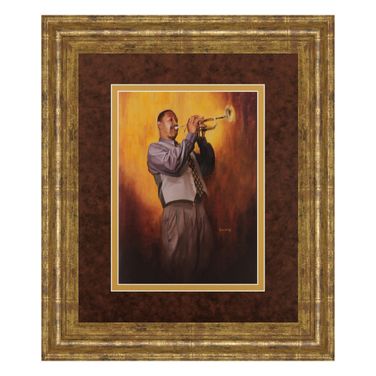 Classy Art Soulful Trumpeter Wall Art - Double Mat In Multi