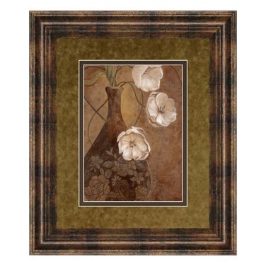 Classy Art Umber Blooms Wall Art - Double Mat In Multi