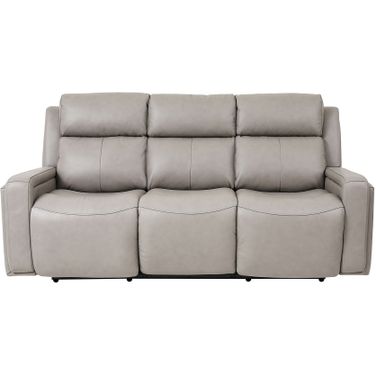 Claude Dual Power Headrest and Lumbar Support Reclining Sofa In Light Gray Genuine Leather
