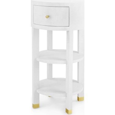 Claudette 1-Drawer Round Side Table with Brass Legs In Cream