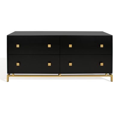 Claudette 4 Drawer Dresser In Black and Gold