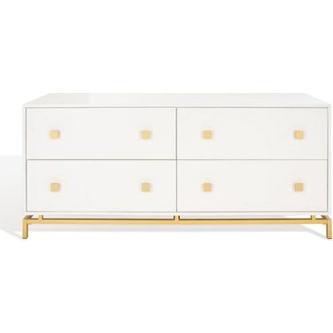 Claudette 4 Drawer Dresser In White and Gold
