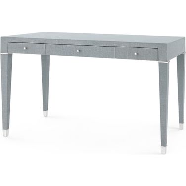 Claudette Desk with Nickel Sabots on Legs In Washed Winter Gray