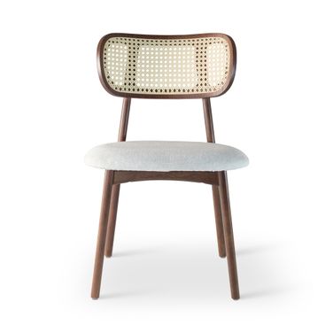Claudia Cane Side Chair In Nogal And Natural