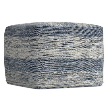 Clay Cotton Square Pouf In Patterened Teal Melange