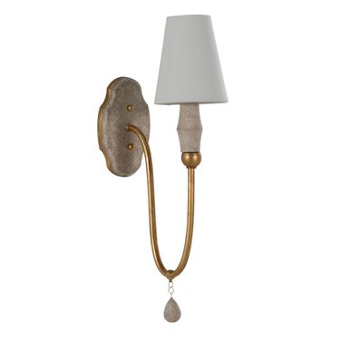Clay Single Sconce In Vintage Gold and Distressed Ivory