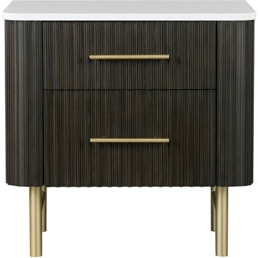 Clayten Nightstand with Marble Top In Espresso