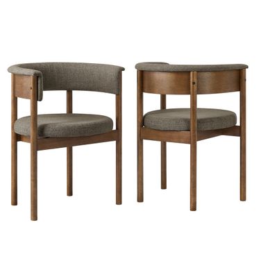 Clea Curved Upholstered Dining Chairs Set of 2 In Taupe