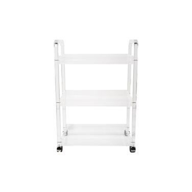 Clear Acrylic 3-Tier Bar Cart on Casters In White