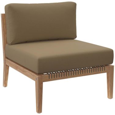 Clearwater Outdoor Patio Teak Wood Armless Chair In Gray Light Brown