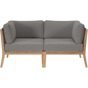 Clearwater Outdoor Patio Teak Wood Loveseat In Gray Graphite