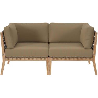 Clearwater Outdoor Patio Teak Wood Loveseat In Gray Light Brown
