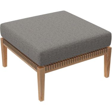 Clearwater Outdoor Patio Teak Wood Ottoman In Gray Graphite