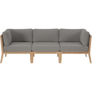 Clearwater Outdoor Patio Teak Wood Sofa In Gray Graphite