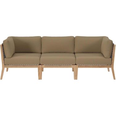 Clearwater Outdoor Patio Teak Wood Sofa In Gray Light Brown