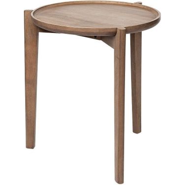 Cleaver I Round Top Brown Solid Wood Accent Table
