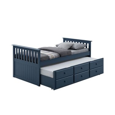 Clemens Twin Captain Bed with Trundle In Midnight Blue