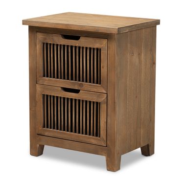 Clement 2 Drawer Wood Spindle End Table In Brown
