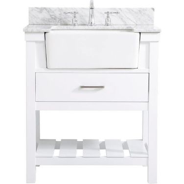 Clement 30 Inch Single Bathroom Vanity In White With Backsplash