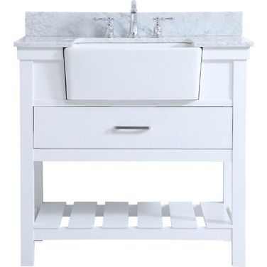 Clement 36 Inch Single Bathroom Vanity In White With Backsplash