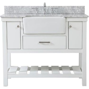 Clement 42 Inch Single Bathroom Vanity In White With Backsplash