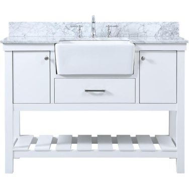 Clement 48 Inch Single Bathroom Vanity In White With Backsplash